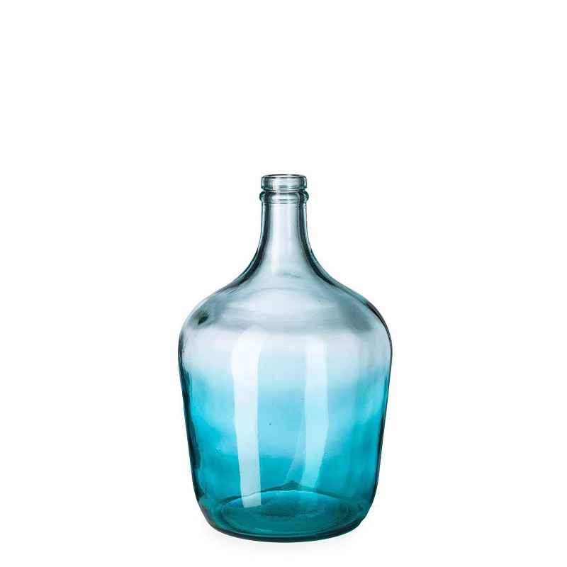 Ocean Blue Recycled Glass Vase, Short